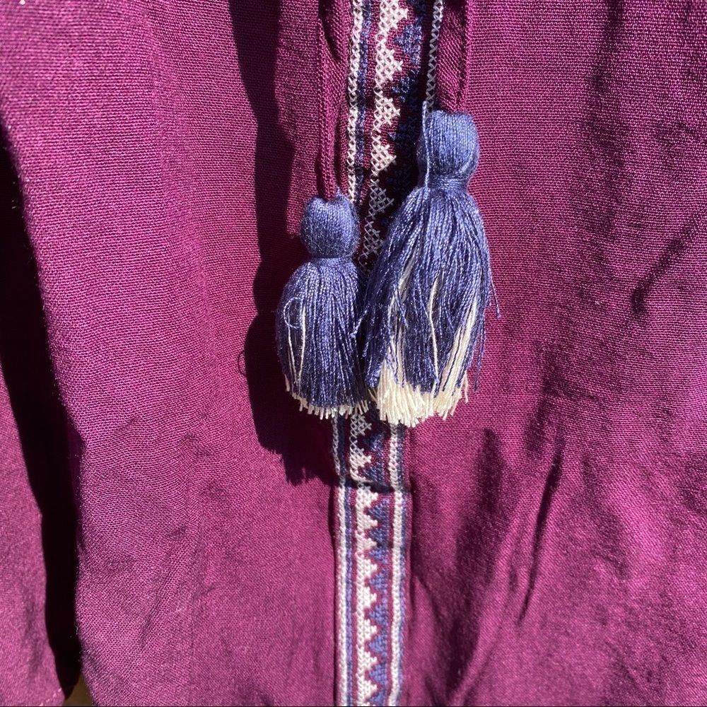 Blue Rain Burgundy Split-Neck Embroidered Tank - Picture 5 of 7